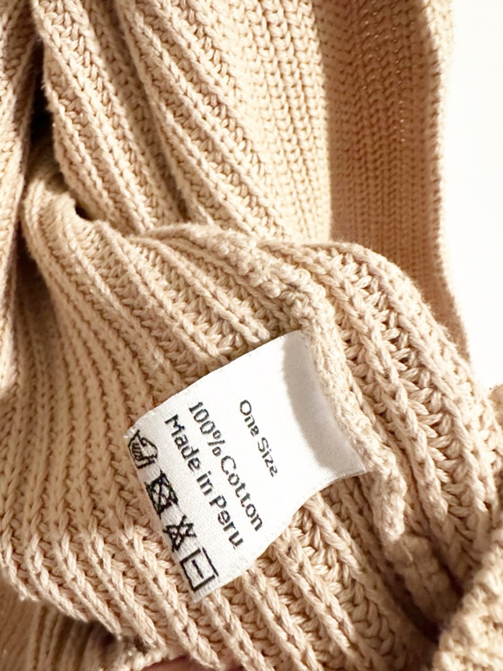 MR MITTENS Chunky Knit Oversized Cardigan Sweater Beige Cotton One Size - Picture 2 of 5